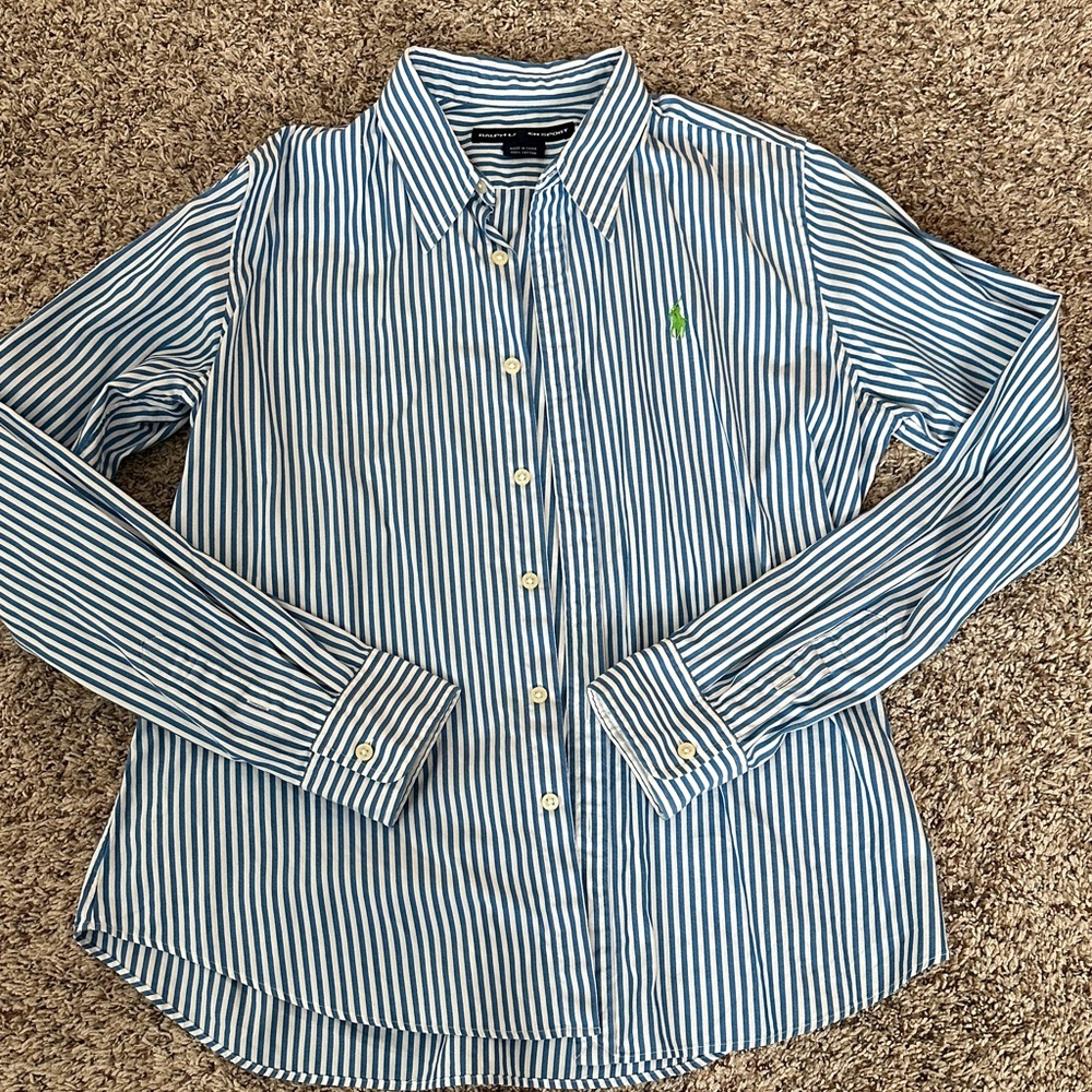 Ralph Lauren Blue and White Striped Shirt